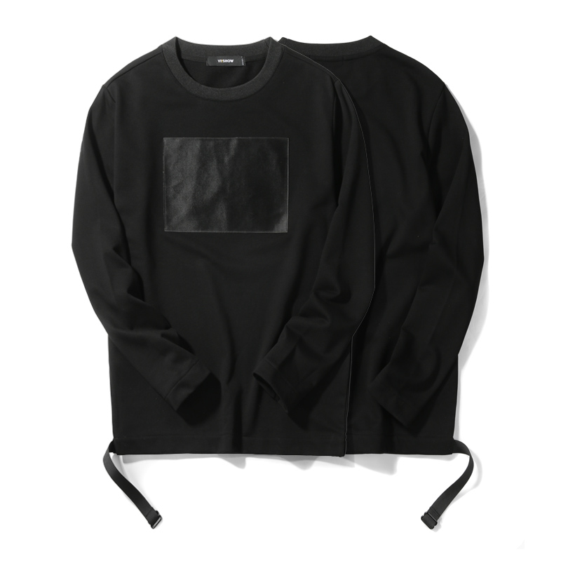 viishow秋装潮牌圆领套头卫衣男个性拼布装饰男士卫衣外套WD2373173