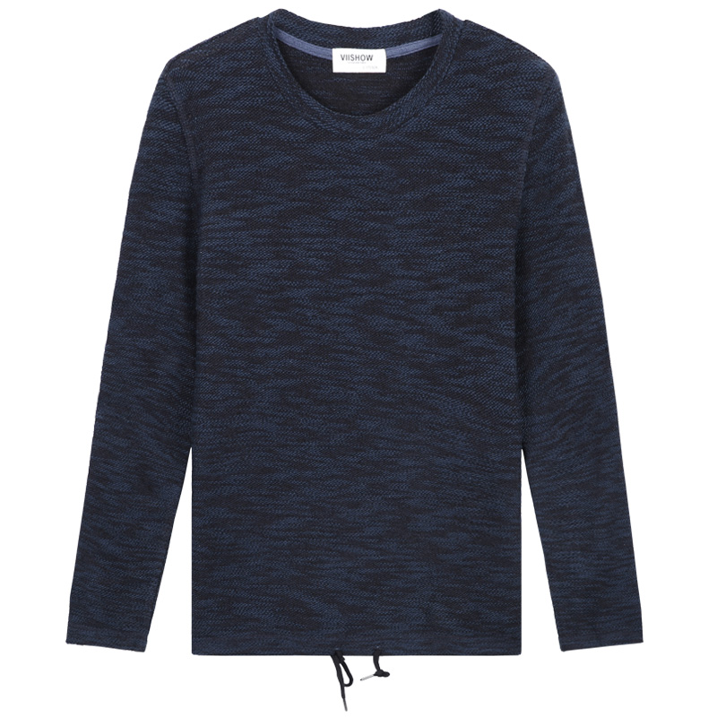 viishow潮牌秋T恤男潮流时尚圆领衣服长袖T恤男纯色百搭男t潮