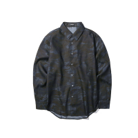 VIISHOW潮牌男装春秋迷彩印花衬衫休闲时尚牛仔衬衣长袖衣服