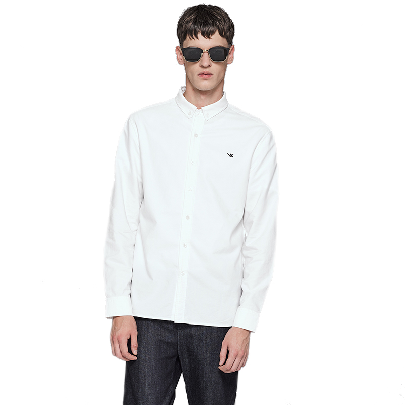 VIISHOW男装春秋款男士长袖衬衫纯色简约衬衣 潮男棉质上衣衬衫