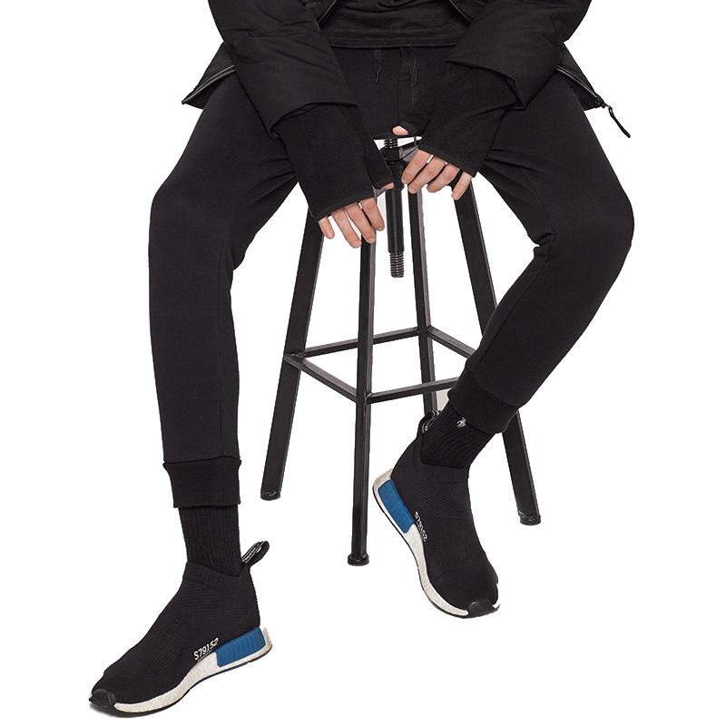 VIISHOW春秋男士休闲裤运动风抽绳拼接长裤青年直筒潮裤子男