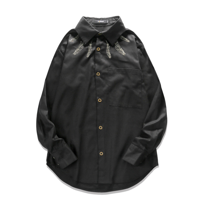 VIISHOW2018新款衬衫方领黑色潮牌长袖上衣 男士青年春季新款衣服