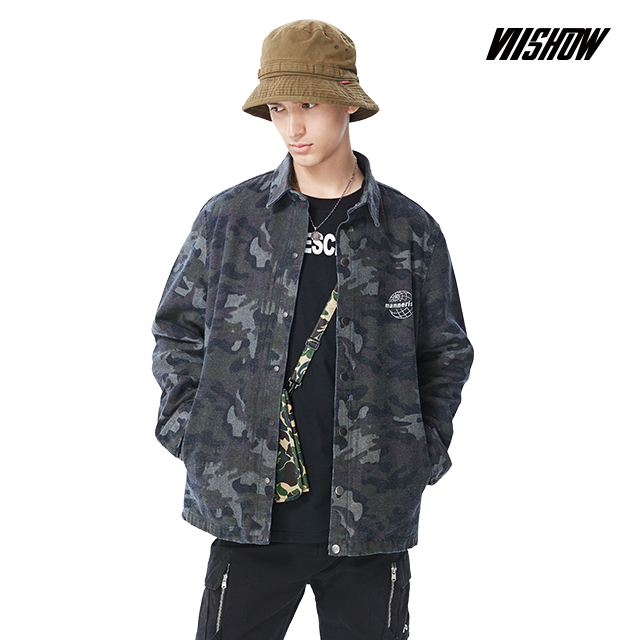 viishow夹克男韩版宽松男士外套潮牌方领迷彩嘻哈上衣7