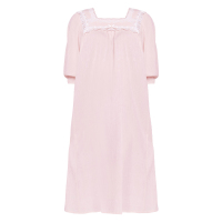 乐潘朵 纯棉蕾丝七分袖长款睡裙衣女韩版清新学生宽松家居服