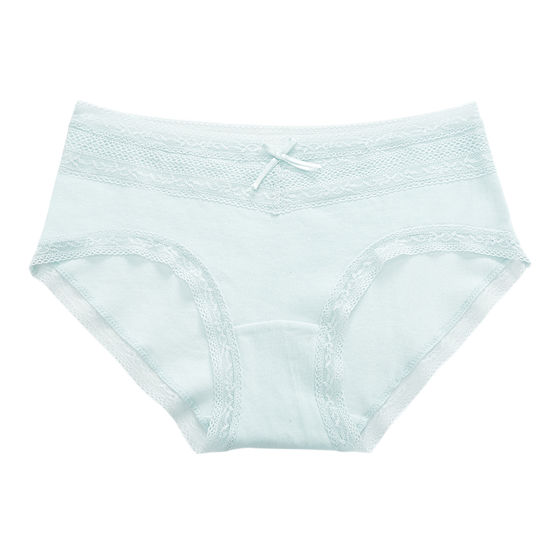 乐潘朵 2019春夏新款纯棉内裤女纯色简约中腰舒适透气大码平角裤