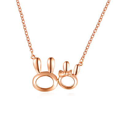 雅宝福18k金兔子项链吊坠套链情人节礼物送爱人