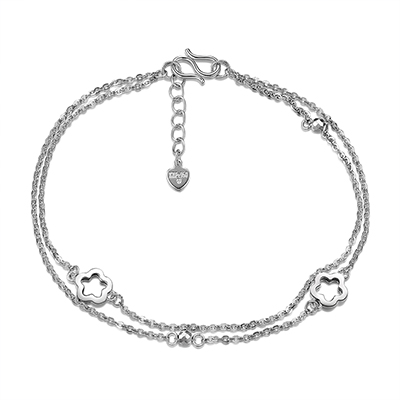 雅宝福铂金手链梅花形双链pt950白金手链情人节礼物送爱人