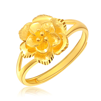 雅宝福黄金戒指足金999花形女士活口戒指