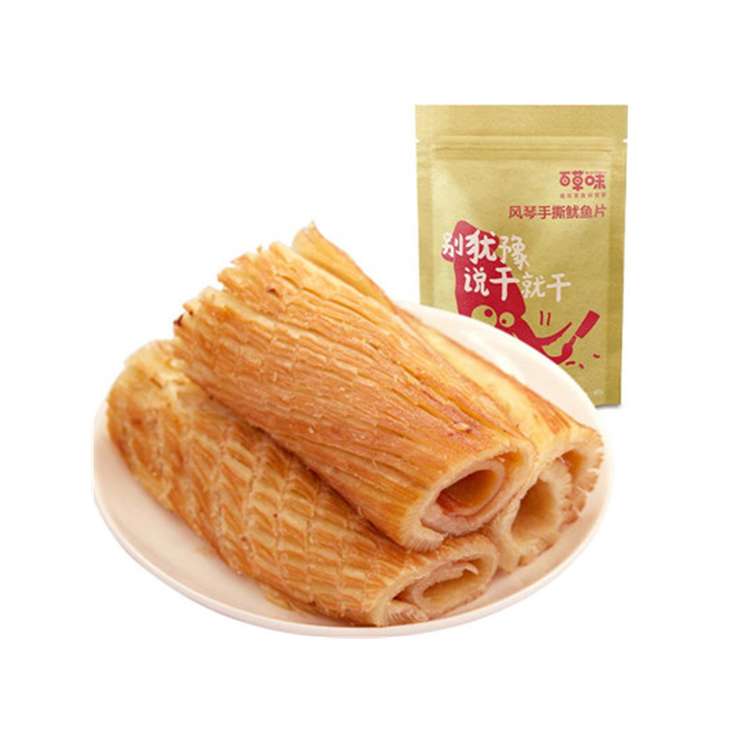 百草味（BE&CHEERY）风琴手撕鱿鱼片80g/袋 肉干类 鱿鱼片 百草味出品