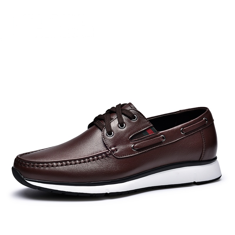 金猴男鞋牛皮系带帆船鞋男士运动鞋秋季低帮潮鞋Q20027A黑色 43码