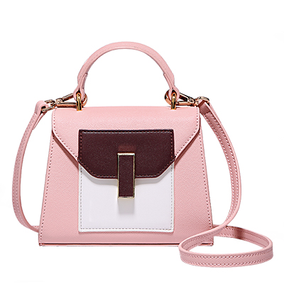 TOUTOU迷你撞色凯莉包2017新款女生包包斜挎包韩版简约百搭单肩包潮