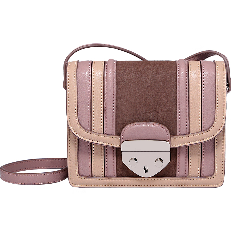 2017秋季新款包包女韩版个性撞色chic锁扣小方包单肩斜挎包