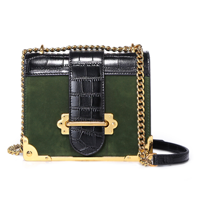 TOUTOU2019秋冬潮款包包女天鹅绒撞色拼接撞色单肩斜挎小方包