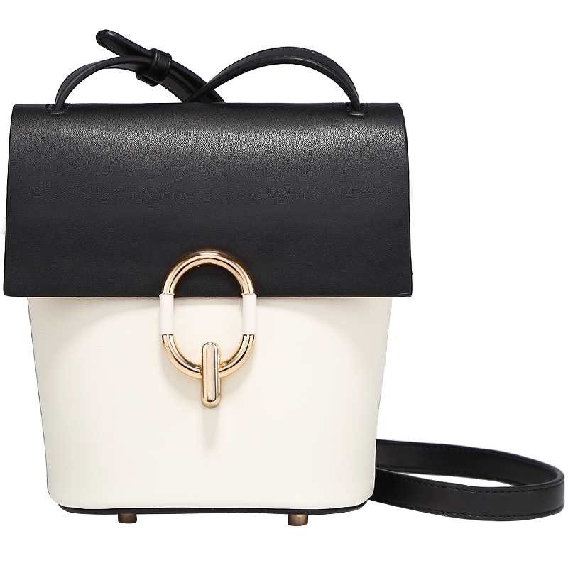 迷你翻盖水桶包女2019ins韩版chic撞色单肩斜挎包小包潮