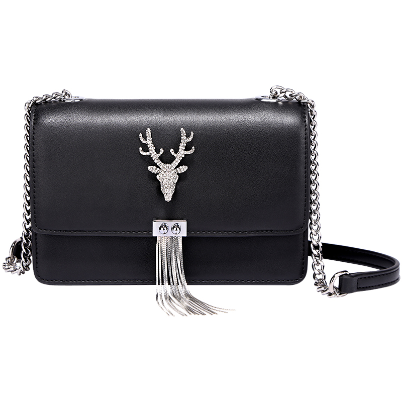 包包女2019潮韩版百搭迷你小方包简约流苏链条包单肩斜挎小包包潮