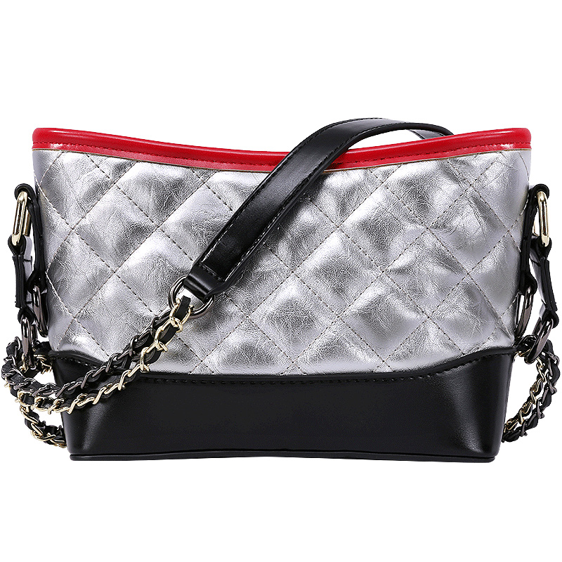 流浪包女2019韩版潮款包包菱格链条水桶包ins百搭撞色单肩斜挎包大版