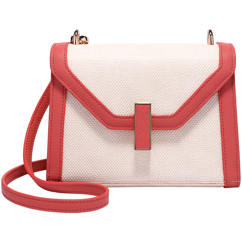 2019包包女韩版简约百搭斜挎包撞色迷你凯莉包单肩斜跨小包包