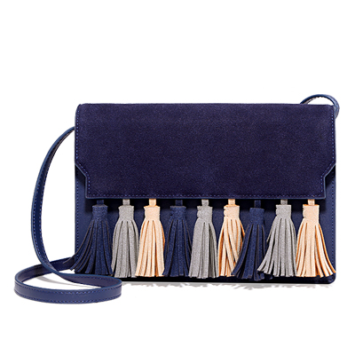 妙迪小包包女2017新款韩版百搭斜挎包个性潮包复古流苏牛皮单肩包