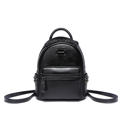 妙迪2019潮款韩版潮百搭铆钉背包头层牛皮双肩包