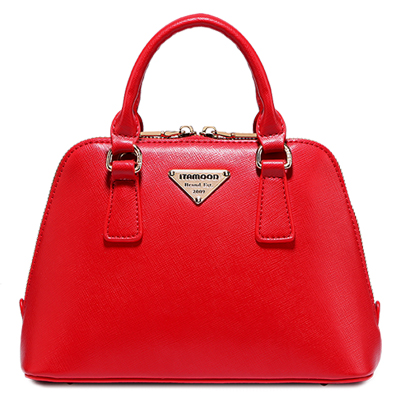 妙迪2019潮款手提包单肩斜挎包十字纹牛皮贝壳包