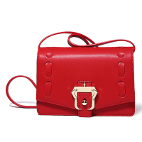 包包女2017新款潮单肩包韩版锁扣编织小方包牛皮红色包百搭斜挎包