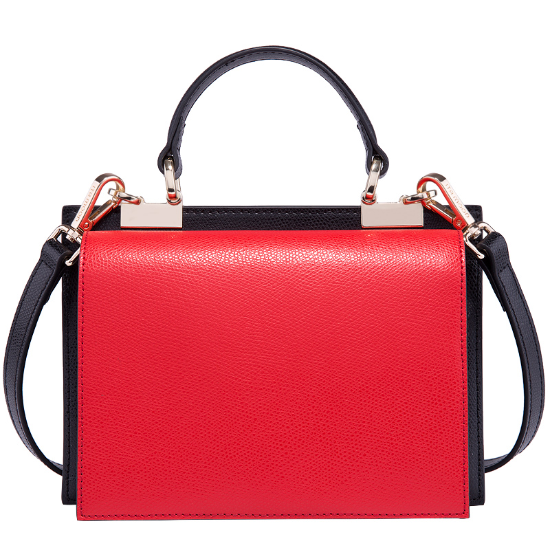 妙迪2019时尚潮款撞色双面小方包风琴包牛皮迷你定型包mini手提斜挎包