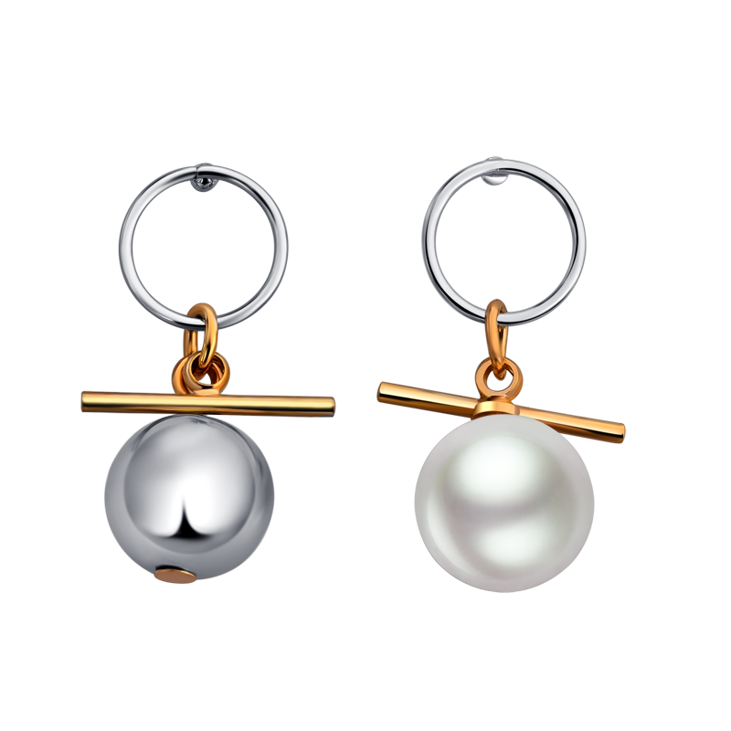 茗琳MINGLIN黑白配珍珠耳环耳坠女士 气质日韩国个性吊坠百搭潮流时尚简约送恋人