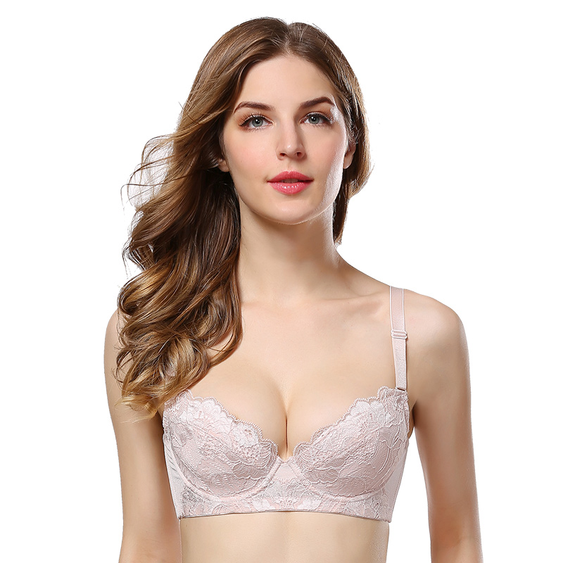 meisee/美思新品蕾丝边内衣侧收聚拢U型美背文胸JL0299