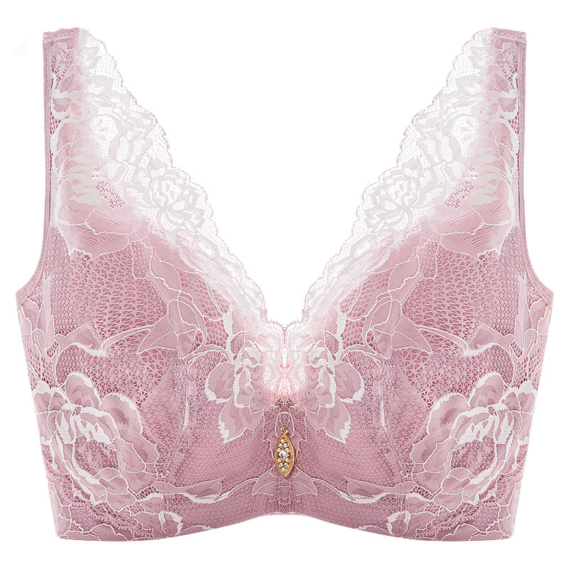 meisee/美思水晶杯内衣蕾丝无插片软钢圈胸罩美背聚拢文胸JL7503