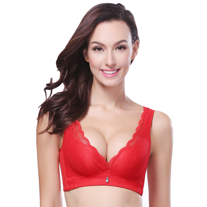 meisee/美思新品女士内衣舒适聚拢蕾丝无钢圈文胸JL0459