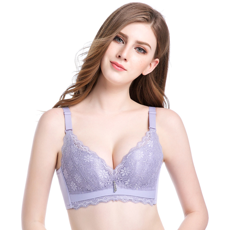 meisee/美思上薄下厚内衣无插片无钢圈U型蕾丝边聚拢文胸JL7305