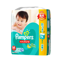 日本进口帮宝适(Pampers)拉拉裤超薄透气大号尿不湿宝宝学步裤M74片