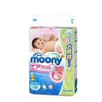 日本进口尤妮佳（Moony）纸尿裤超薄透气大码尿不湿L66片