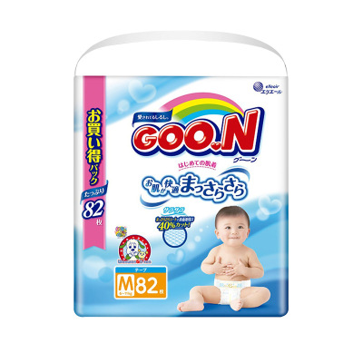 日本进口大王（GOO.N）维e纸尿裤超薄透气中号尿不湿M码82片