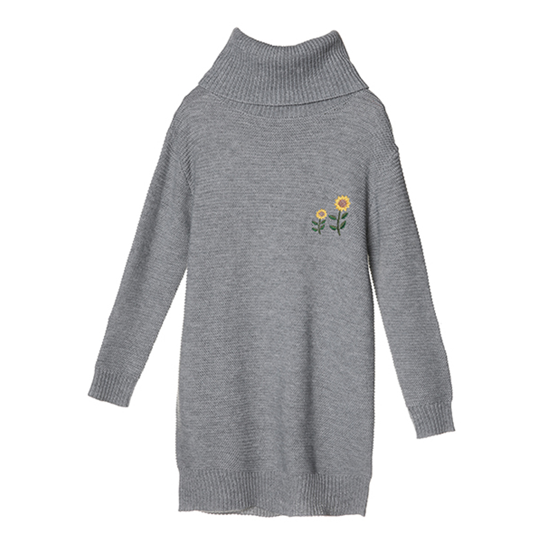 裂帛秋装新落肩肌理宽松显瘦毛织裙高领长袖连衣裙