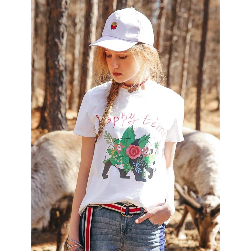 裂帛夏季新款圆领刺绣印花百搭闺蜜装纯棉宽松上衣短袖T恤