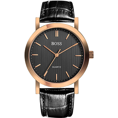 BOSS手表 简约时尚商务皮带防水石英男士腕表