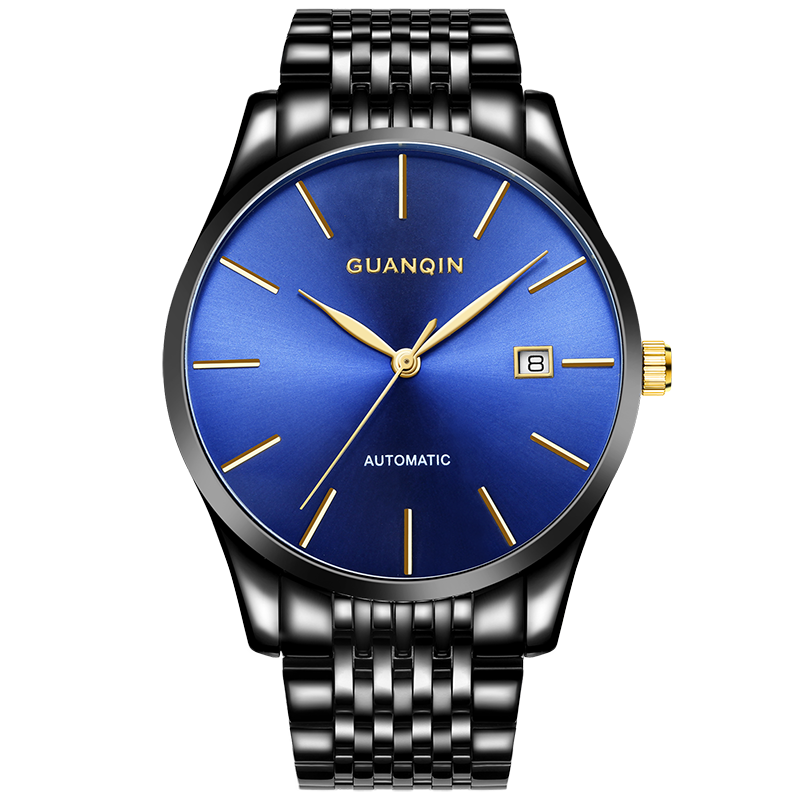 冠琴正品 男机械表全自动精钢带手表男防水单日历商务男潮休闲腕表