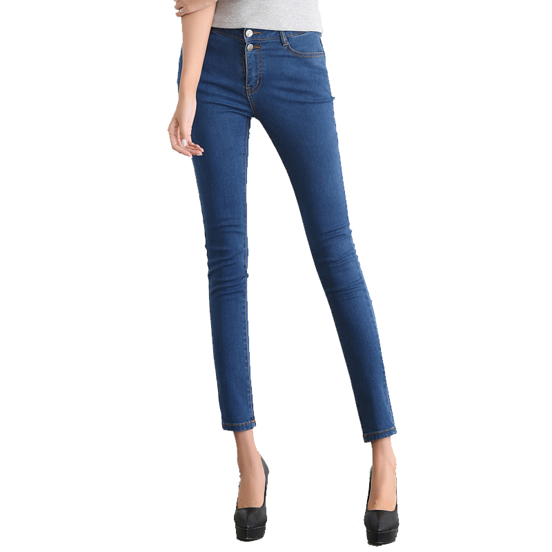 杰斯班两粒扣高腰小脚牛仔裤JP6261