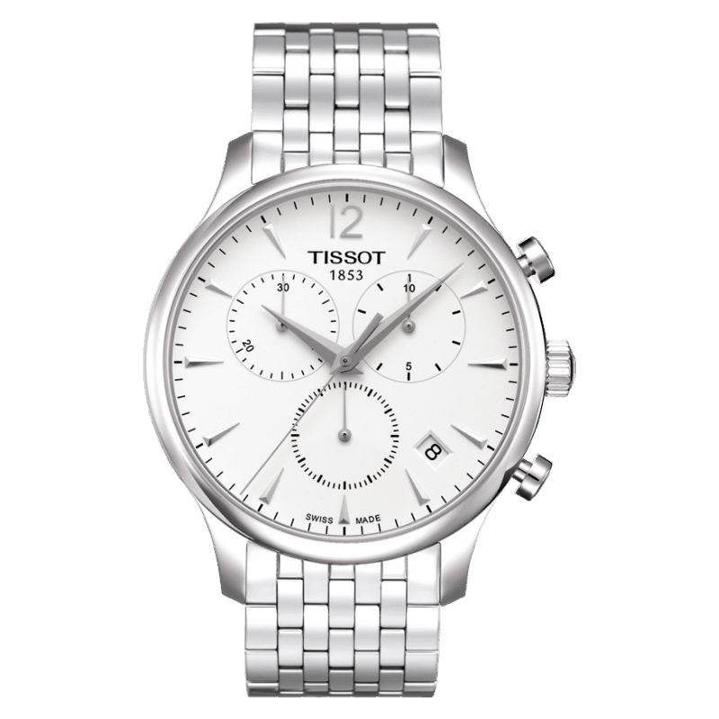 天梭(TISSOT)手錶 俊雅系列鋼帶石英男錶休閑三眼計時男士手表腕錶 T063.617.11.037.00