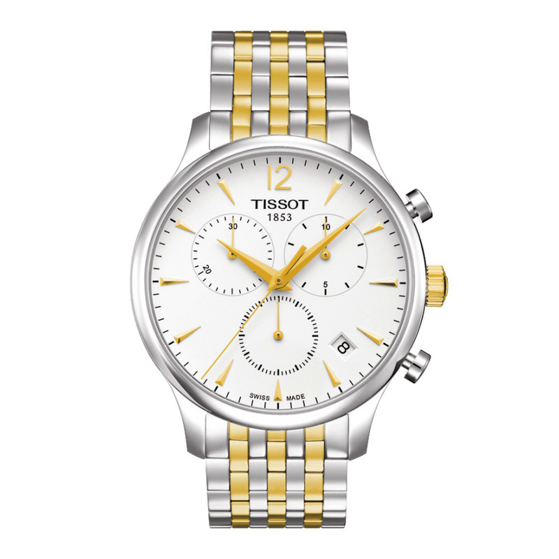天梭(TISSOT)手錶 俊雅系列鋼帶石英男錶休閑三眼計時男士手錶腕錶 T063.617.22.037.00