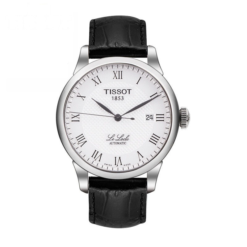 天梭(TISSOT)手表 力洛克系列机械男士手表时尚商务瑞士腕表 白盘皮带T41.1.423.33