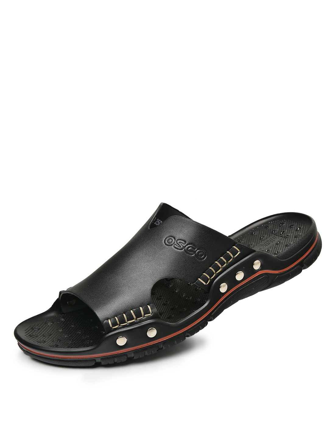 英伦韩版铆钉超纤透气舒适男士休闲拖鞋