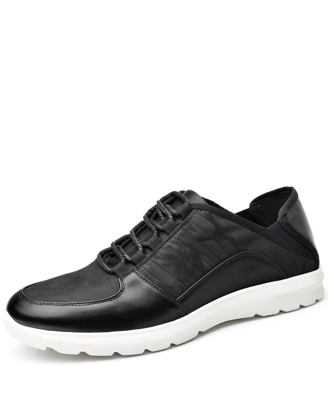 轻质牛皮/布面透气男运动休闲板鞋单鞋