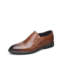 时尚简约牛皮冲孔懒人商务休闲乐福鞋皮鞋