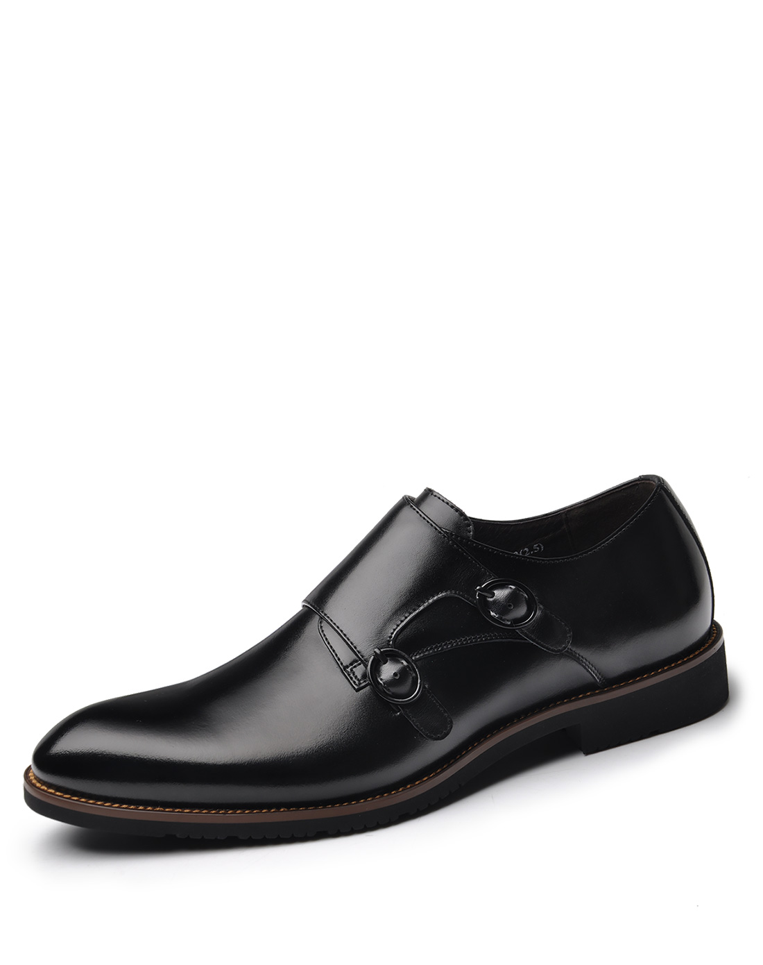 潮流韩版时尚真皮打蜡小牛皮搭扣松紧简约男皮鞋正装鞋