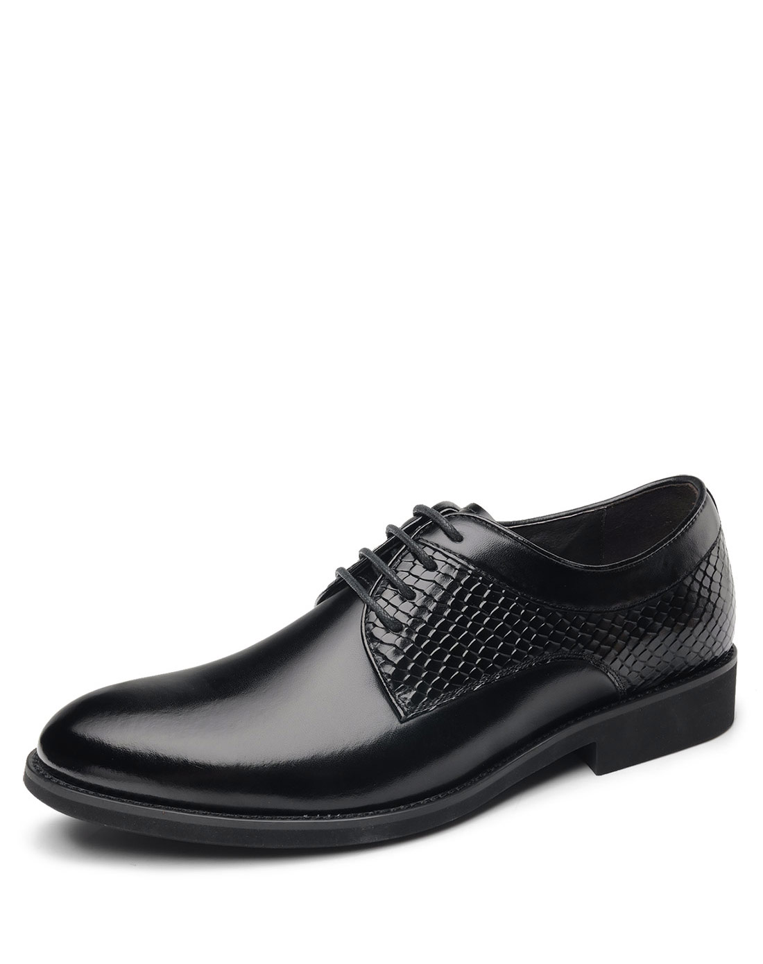 黑色头层牛皮商务休闲男皮鞋