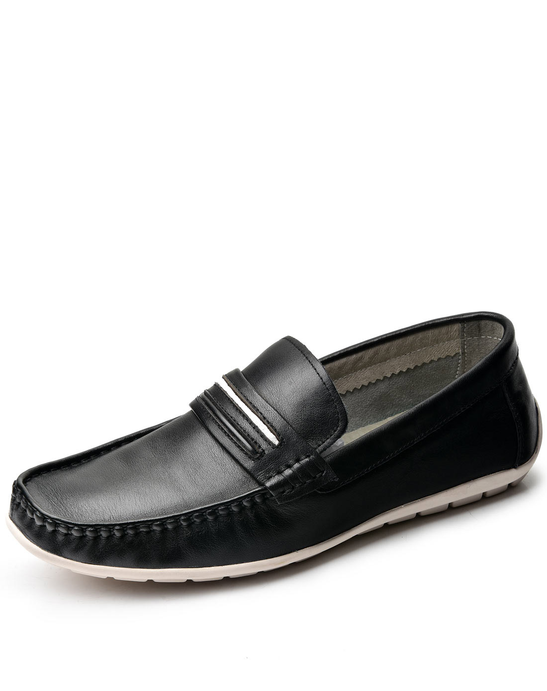 潮流时尚真皮打蜡牛皮手缝休闲男豆豆鞋