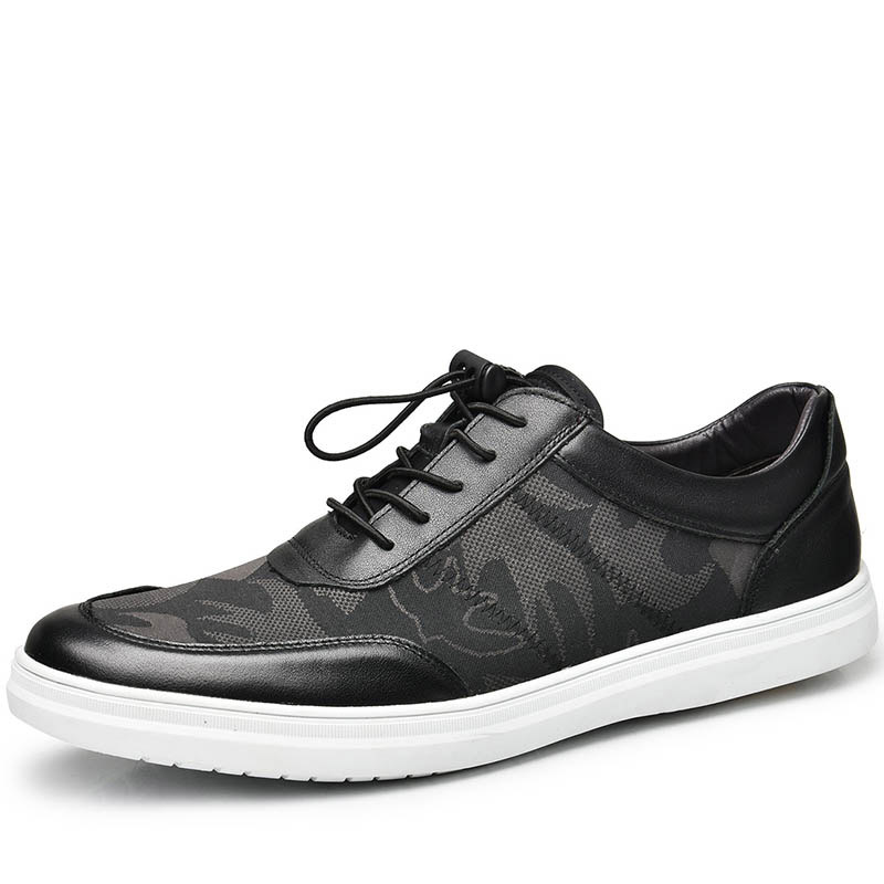 韩版轻便牛皮布面透气懒人男休闲鞋板鞋