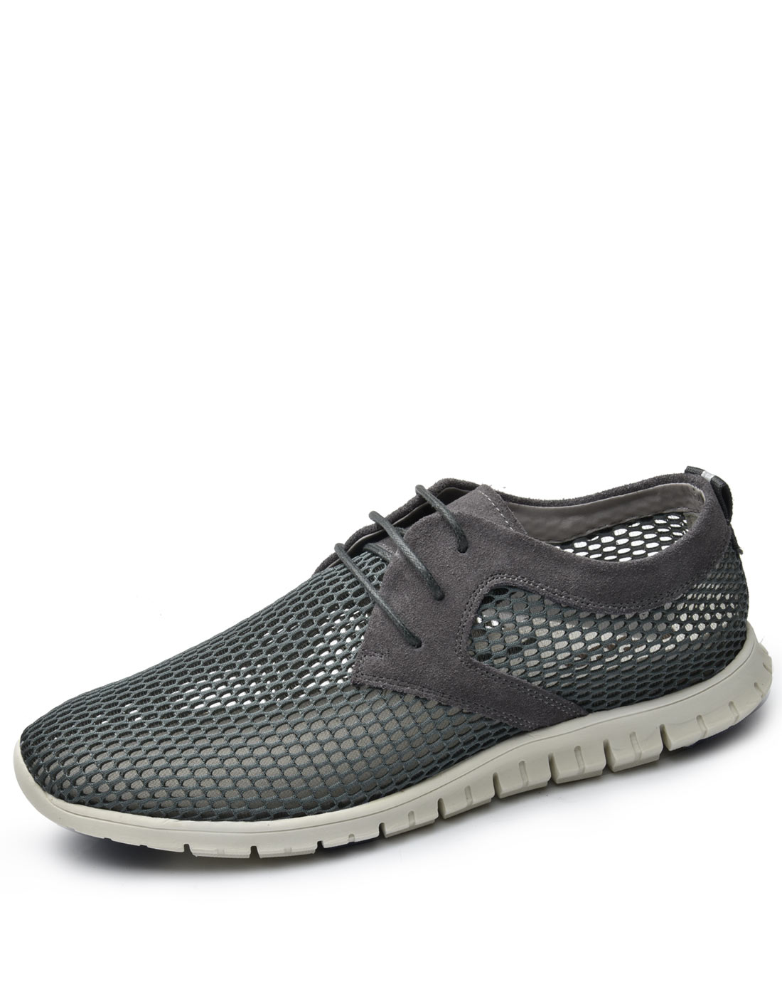 网布/剖层牛皮轻质系带男休闲网鞋男